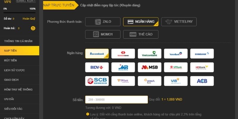 Nạp tiền 888B: Các hình thức phổ biến chuyển tiền vào cá cược 5 Các lưu ý khi thực hiện giao dịch nạp tiền tại nền tảng 888B