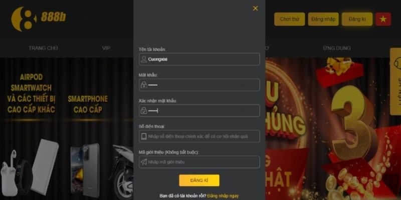 Cách đăng nhập 888b cho người mới trên điện thoại